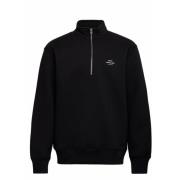 Black Mads Nørgaard Standard Half Zip Logo Sweat Genser