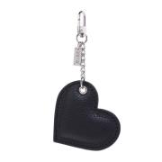 Leather Heart Charm Black W/Silver