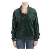 Green velvet cotton sweater