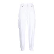 Hvite bukser med høy midje og smale ben