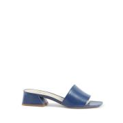 Blå Lær Sandaler med 4 cm Hæl