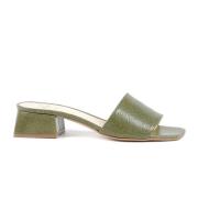 Grønne lær sandaler med 4 cm hæl