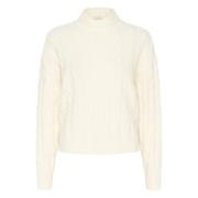 Offwhite Cable High Neck Sweater