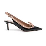 Sort Patentlær Rockstud Slingback Hæler