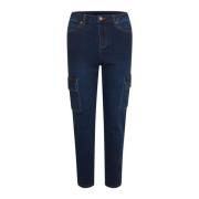 Slim-fit Cargo Jeans med høy midje og sidelommer