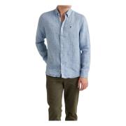 Blue Morris Stockholm Douglas Linen Herringbone Bd Skjorte Skjorte