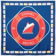 Pre-owned Navy Silk Chanel skjerf