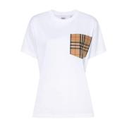 Stilig Hvit T-skjorte med Burberry Rutemønster