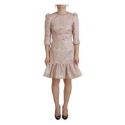 Rosa Jacquard Sheath Midi Kjole