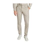 Slim Fit Beige Rutete Bukser