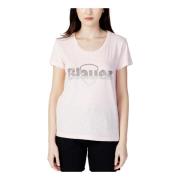 Rosa Rhinestone Print T-skjorte