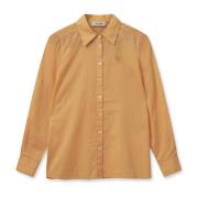 Blazing Orange Voile Skjorte med Brodert Detalj