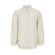 Løstsittende Skjorte med Rynkedetaljer - Hvit/Beige
