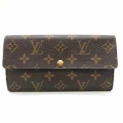 Pre-owned Brunt lerret Louis Vuitton lommebok