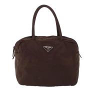 Pre-owned Brunt stoff Prada veske