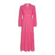 Rosa Umi Long Solid Cotton Pink Kjole