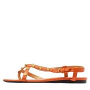 Pre-owned Oransje Balenciaga-sandaler i skinn