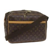 Pre-owned Brunt lerret Louis Vuitton Reporter