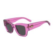 Square Oversized Sunglasses with Eyelike Logo and 3D Motif