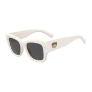 Square Oversized Sunglasses with Eyelike Logo and 3D Motif