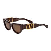 V - DUE Sunglasses in Bordeaux Yellow Gold/Dark Brown