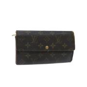 Pre-owned Brunt lerret Louis Vuitton lommebok