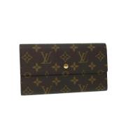 Pre-owned Brunt belagt lerret Louis Vuitton lommebok