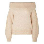 Lulu Off Shoulder Strikk - Birch Melange