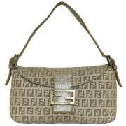 Pre-owned Gront lerret Fendi skulderveske