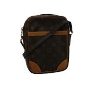 Pre-owned Brunt lerret Louis Vuitton skuldervesker