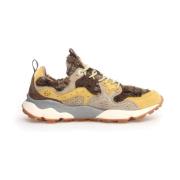 Beige Sneakers med Mountain Flower Design