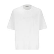 Hvit Bomull T-skjorte med Brodert Logo