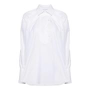 Hvit Bomullsskjorte med Dekorativ Søm