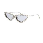 Sommerfugl-inspirerte solbriller med sølvramme og sølv speilglass