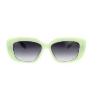 Geometriske solbriller med opalgrønn ramme og brune gradientlinser