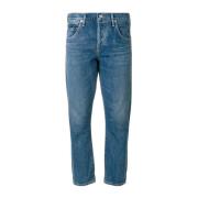 Sofistikerte Slim-Fit Cropped Jeans i Blått