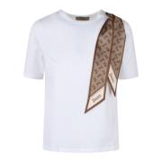 Bomullsstretch T-skjorte med Silkeskjerf