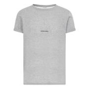 Grå Logo Print Bomull T-skjorte