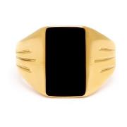 Gold Squared Signet Ring with Onyx