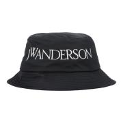 Stilig svart bucket hatt med logo