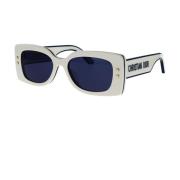 Modige og moderne firkantede solbriller med blå linser