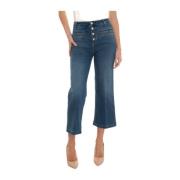 Jeans bukse.flare flette h.w.