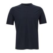 Herre Crêpe Bomull T-skjorte, Marineblå