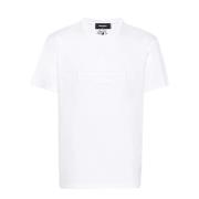 Hvit Bomull T-skjorte med Hevet Logo
