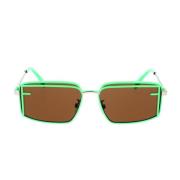 Glamorøse solbriller med grønn front og sølvfarger