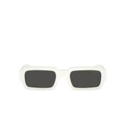 Solbriller med Firkantet Acetatramme i Hvit