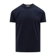 Blå Ribbestrikket Crew-Neck T-Skjorte