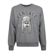 Bomull Crewneck Sweatshirt med Logo Detalj