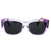 Transparente firkantede solbriller med mørkegrå linser