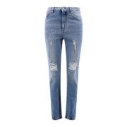Blå Slim-fit Jeans med Høy Midje Aw23